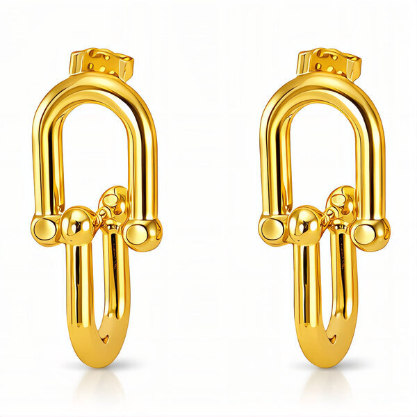 Earrings, 18K Gold Plated Steel