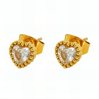 18K gold plated Stainless steel  "Hearts" earrings, Intensity