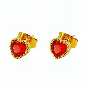 18K gold plated Stainless steel  "Hearts" earrings, Intensity