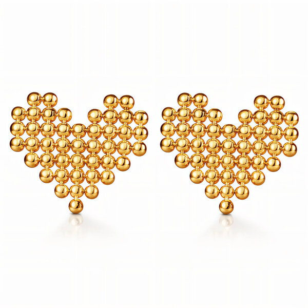 "Hearts" Earrings, 18K Gold Plated Steel