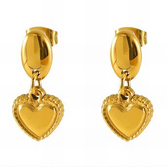 18K gold plated Stainless steel  "Hearts" earrings, Intensity