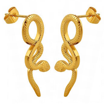 18K gold plated Stainless steel  "Snakes" earrings, Intensity