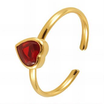 18K gold plated Stainless steel  "Heart" finger ring, Intensity