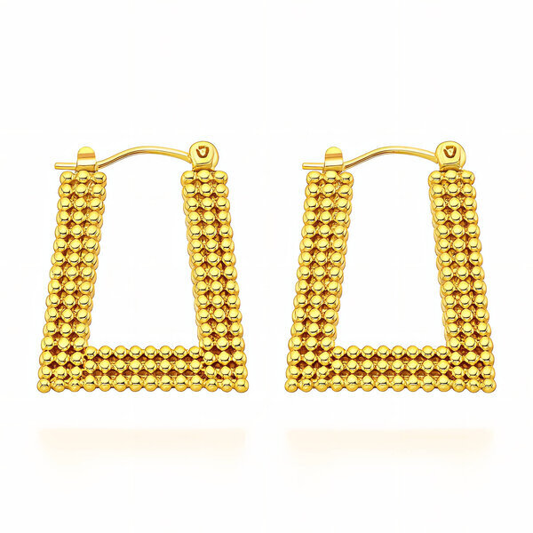 Earrings, 18K Gold Plated Steel