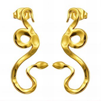 18K gold plated Stainless steel  "Snakes" earrings, Intensity