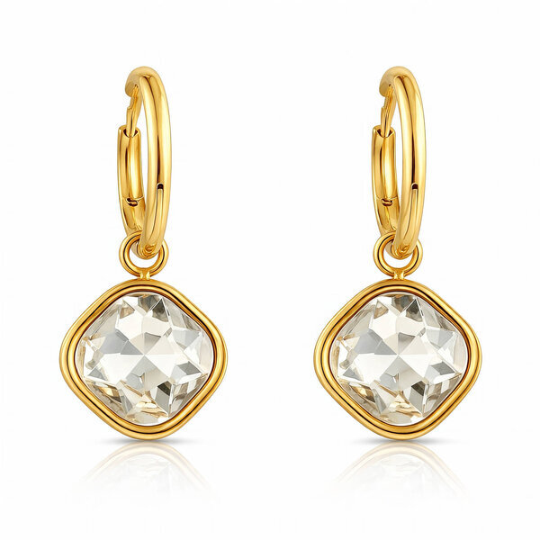 Earrings, 18K Gold Plated Steel