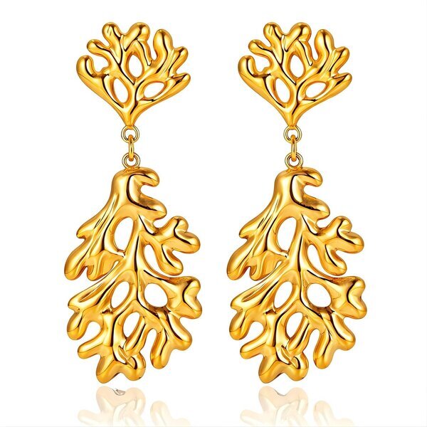 Earrings, 18K Gold Plated Steel