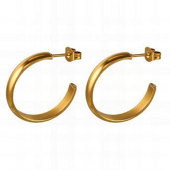 Earrings, 18K Gold Plated Steel