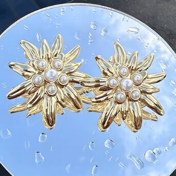 18K gold plated Stainless steel  "Flowers" earrings, Intensity