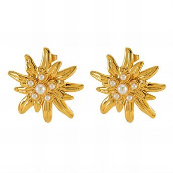 18K gold plated Stainless steel  "Flowers" earrings, Intensity