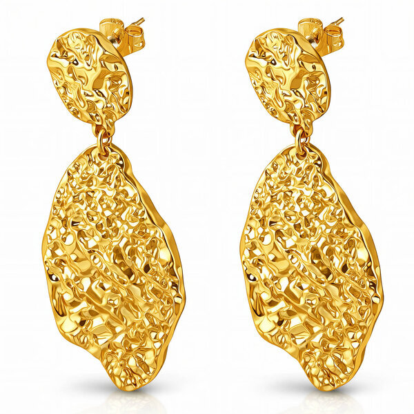 Earrings, 18K Gold Plated Steel