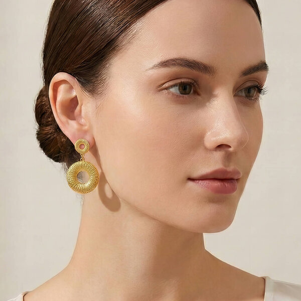 Earrings, 18K Gold Plated Steel