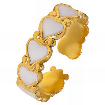 18K gold plated Stainless steel  "Hearts" finger ring, Intensity