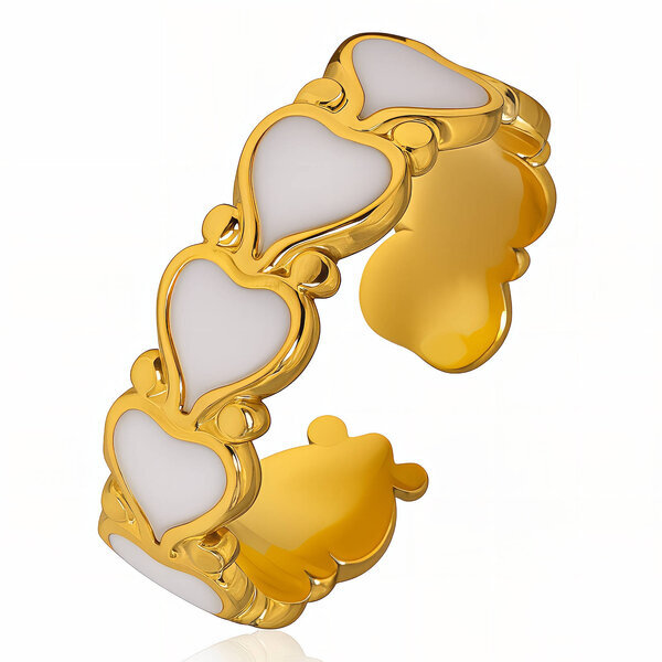 "Hearts" Ring, 18K Gold Plated Steel