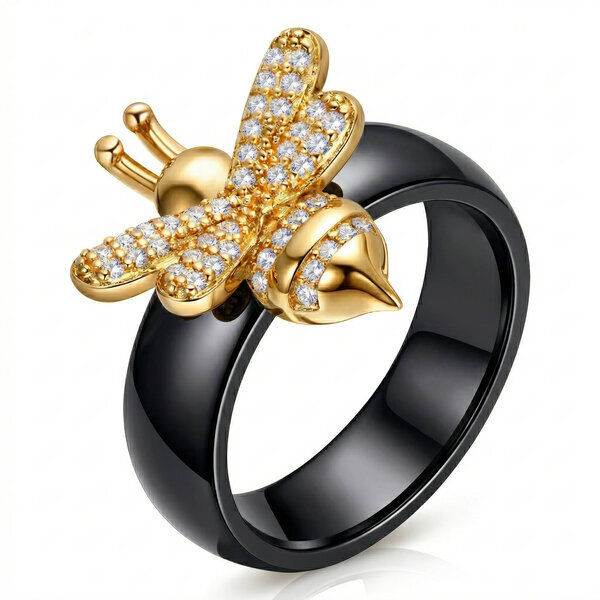 "Bee" Ring, 18K Gold Plated Steel