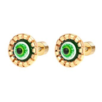 18K gold plated Stainless steel  "Evil Eye" earrings, Intensity