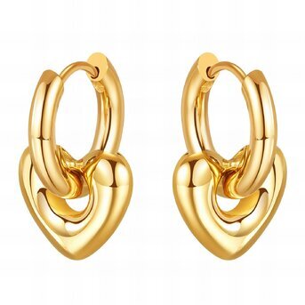 18K gold plated Stainless steel  "Hearts" earrings, Intensity