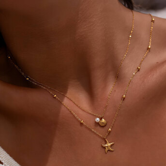 Necklace, 18K Gold Plated Steel
