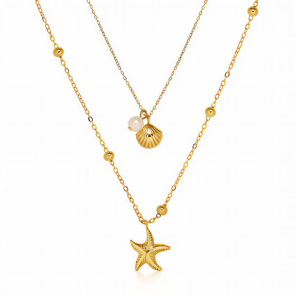 Necklace, 18K Gold Plated Steel