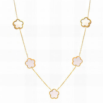 "Flower Meadow" Necklace, 18K Gold Plated Steel