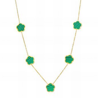 "Flowers" Necklace, 18K Gold Plated Steel