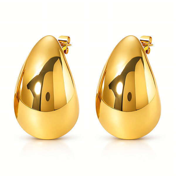 "Teardrops" Earrings, 18K Gold Plated Steel