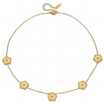 "Flower Meadow" Necklace, 18K Gold Plated Steel