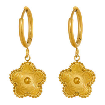 "Flowers" Earrings, 18K Gold Plated Steel