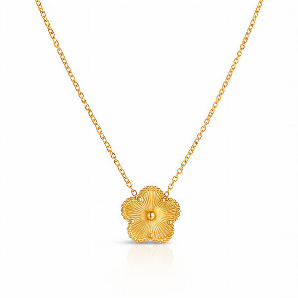 "Flower" Necklace, 18K Gold Plated Steel