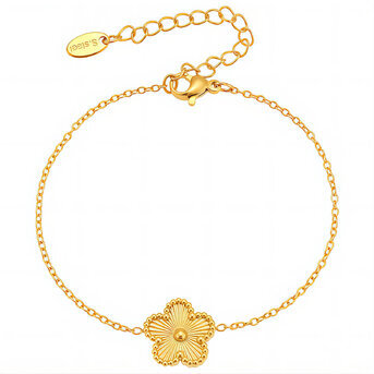 "Flower" Bracelet, 18K Gold Plated Steel