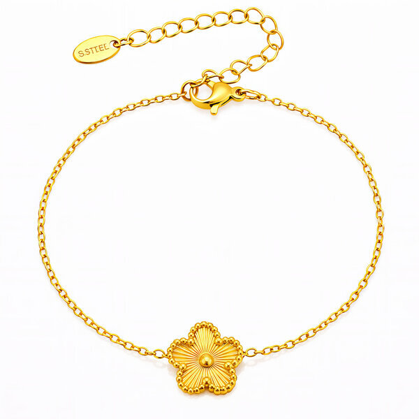 "Flower" Bracelet, 18K Gold Plated Steel