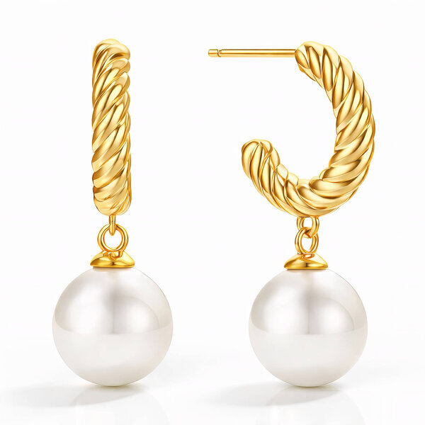 Earrings, 18K Gold Plated Steel