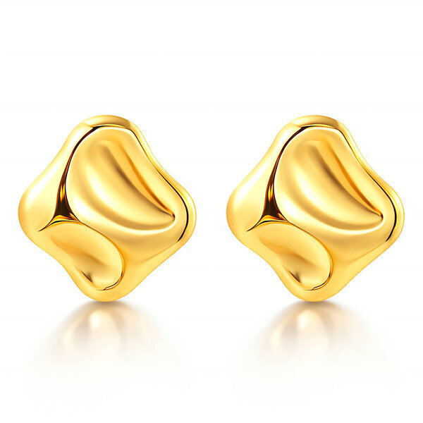 Earrings, 18K Gold Plated Steel