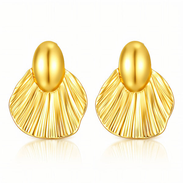 Earrings, 18K Gold Plated Steel