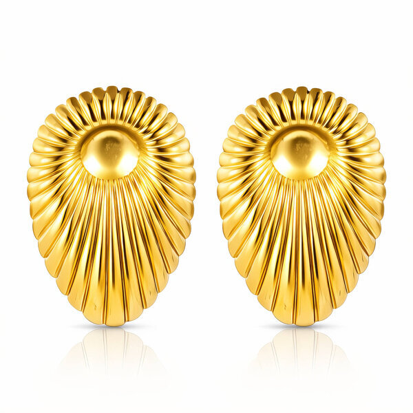 Earrings, 18K Gold Plated Steel
