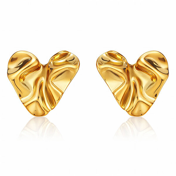 "Hearts" Earrings, 18K Gold Plated Steel