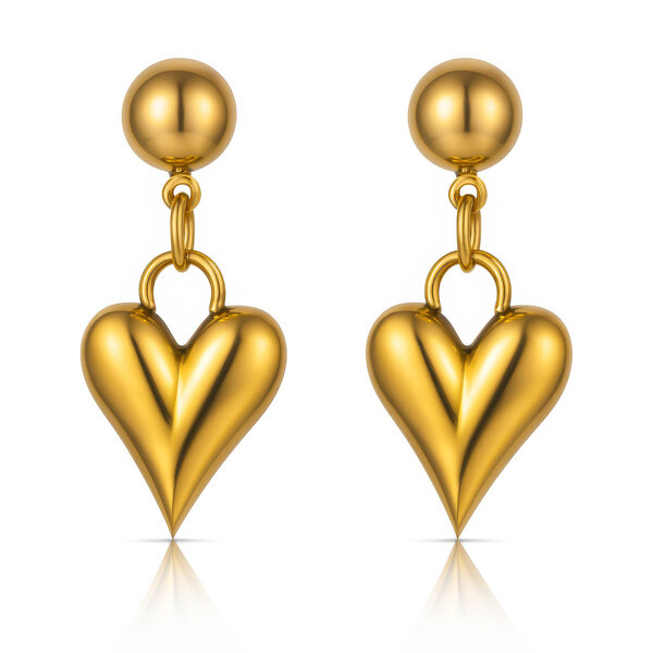 "Hearts" Earrings, 18K Gold Plated Steel