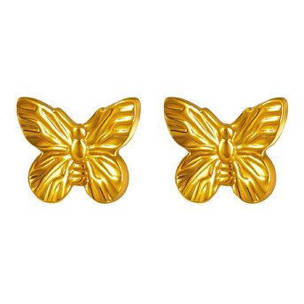 Earrings, 18K Gold Plated Steel