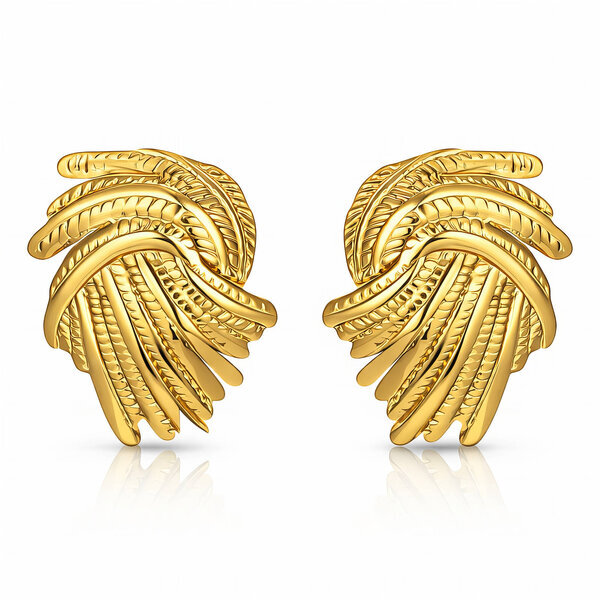 Earrings, 18K Gold Plated Steel