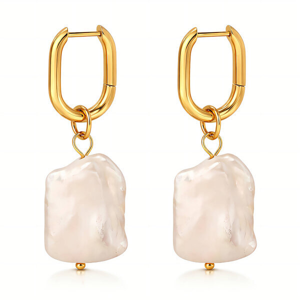 Earrings, 18K Gold Plated Steel
