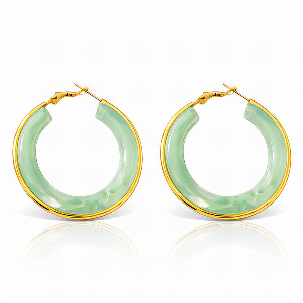 Earrings, 18K Gold Plated Steel