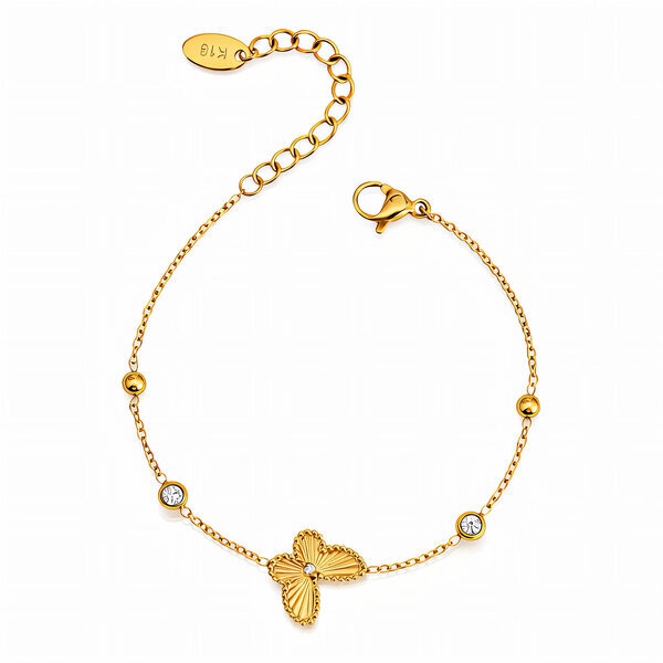 "Butterfly" Bracelet, 18K Gold Plated Steel