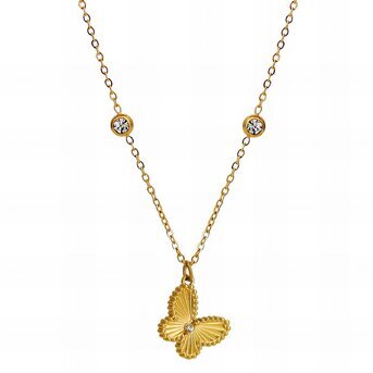 18K gold plated Stainless steel  "Butterfly" necklace, Intensity