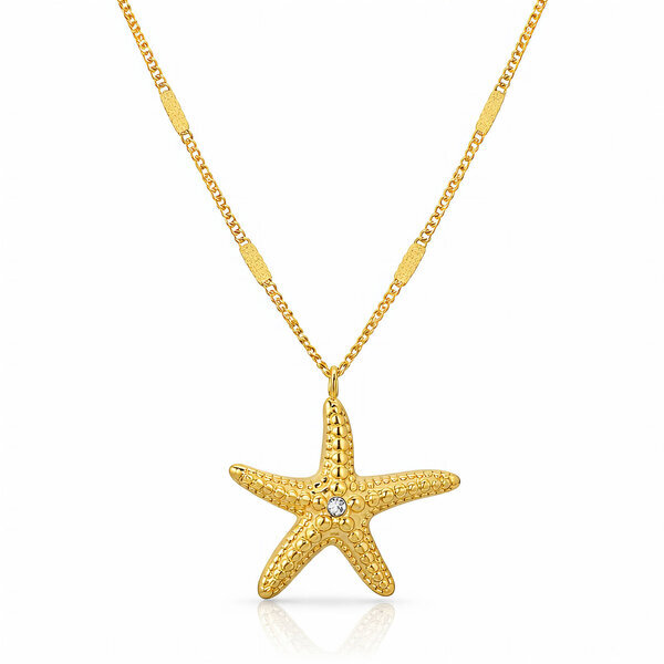 "Starfish" Necklace, 18K Gold Plated Steel