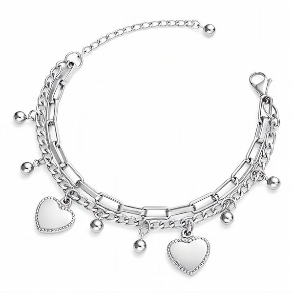 "Hearts" Bracelet, Stainless Steel