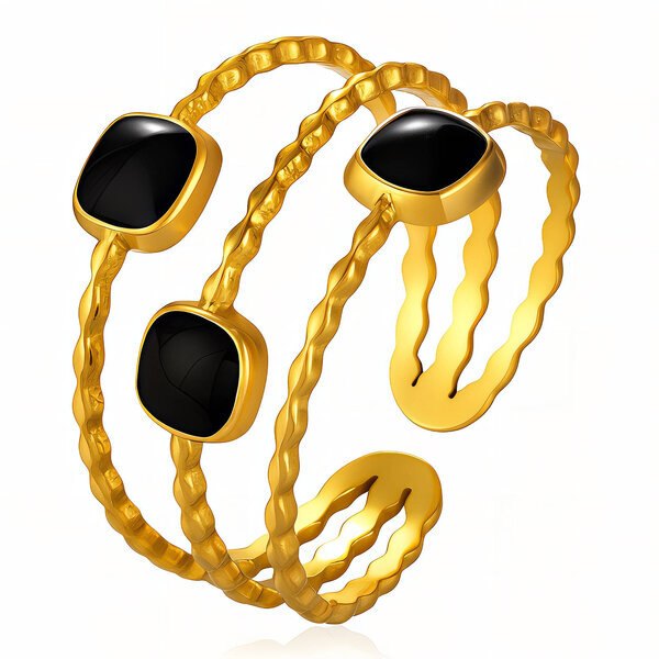 Ring, 18K Gold Plated Steel