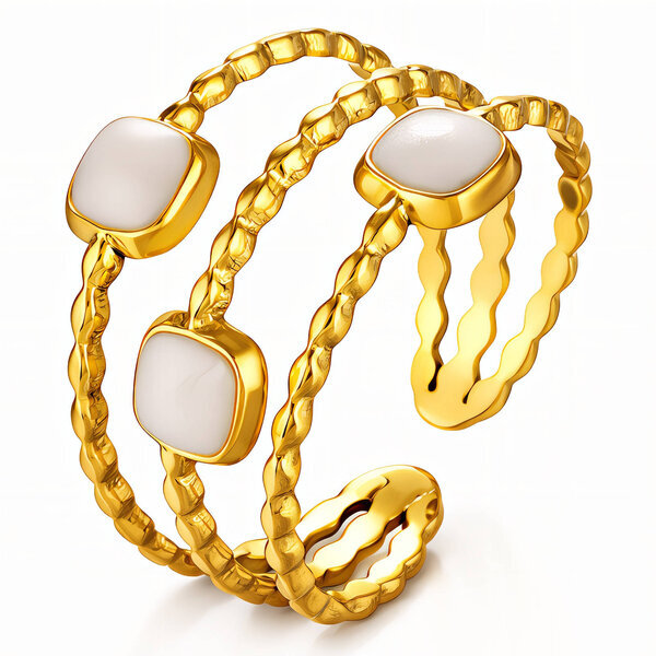 Ring, 18K Gold Plated Steel