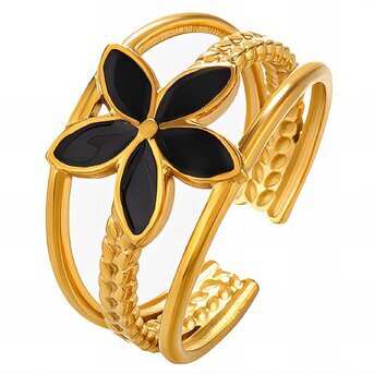 18K gold plated Stainless steel  "Flowers" finger ring, Intensity