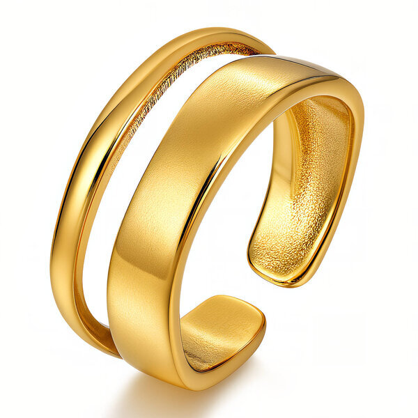 Ring, 18K Gold Plated Steel