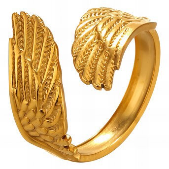 18K gold plated Stainless steel  "Wings" finger ring, Intensity